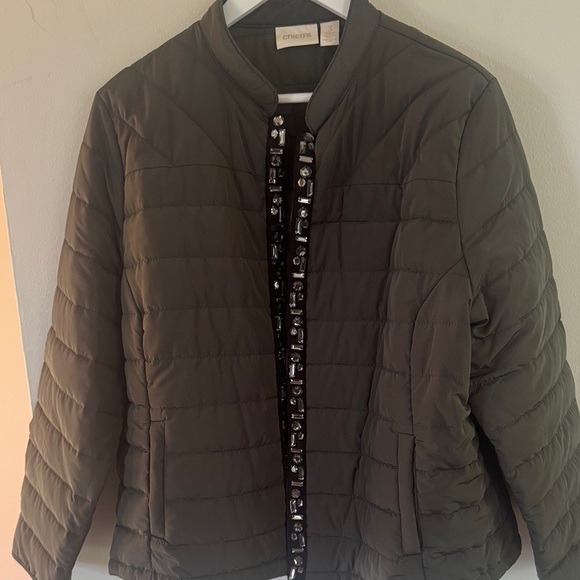 Chico's Dark Green Puffer Jacket - Picture 5 of 5